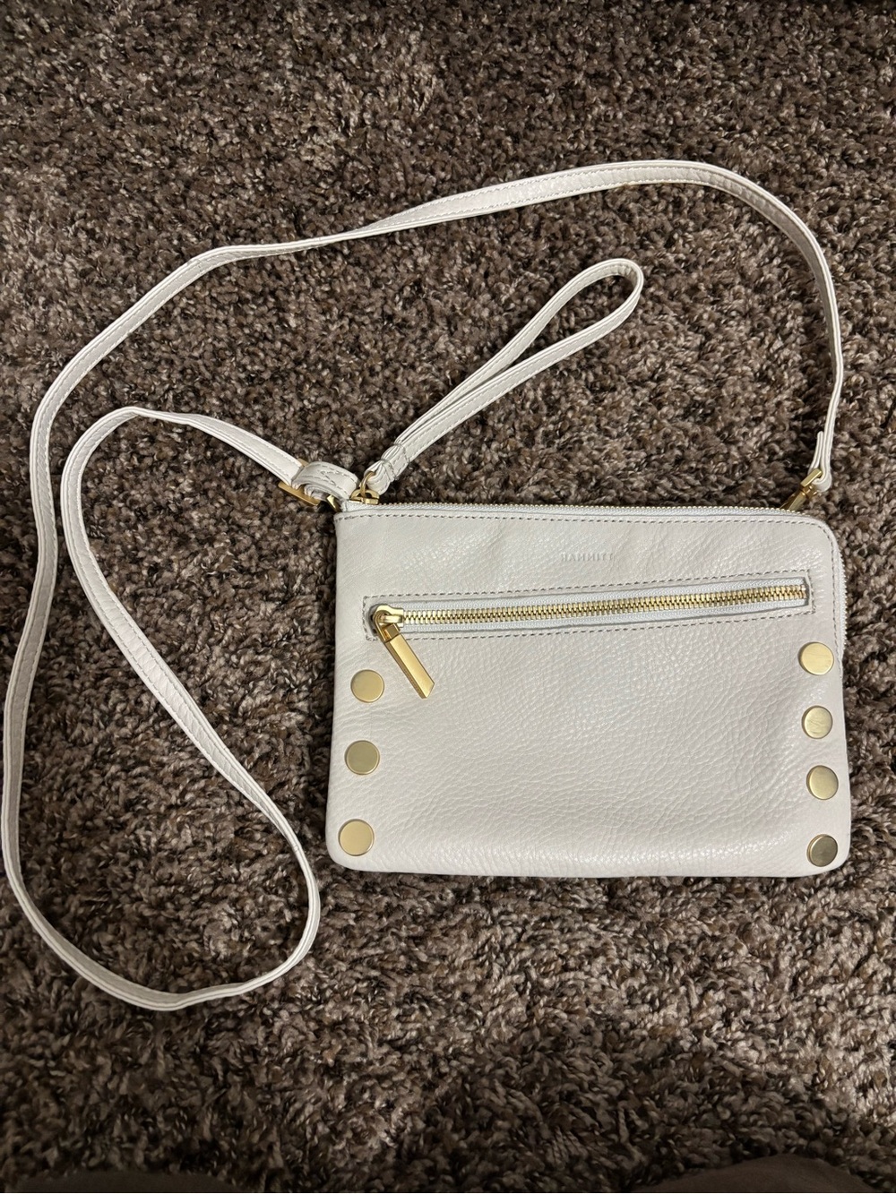 Hammitt Nash small crossbody purse calla lily brushed gold leather bag